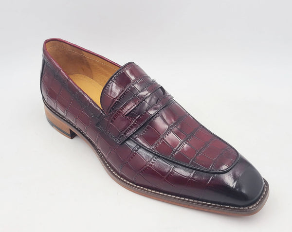Maurice Croco Leather Loafer - Burgundy