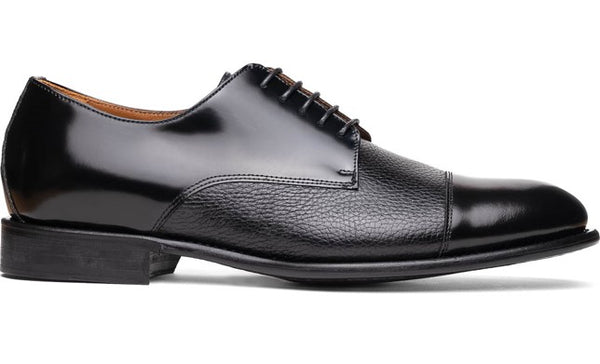Toscana Cordovan Deerskin Lace-Up Shoe - Black