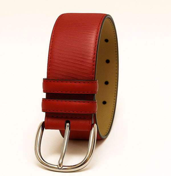 C Collection Leather Belt - Red