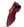 A single men's dress shoe shown from the sole side, featuring a glossy dark red-brown leather upper and a matching red-brown outsole with an embossed logo, photographed on a white background.