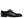 A single black leather slip-on wingtip shoe with brogue detailing, shown in profile against a plain white background.