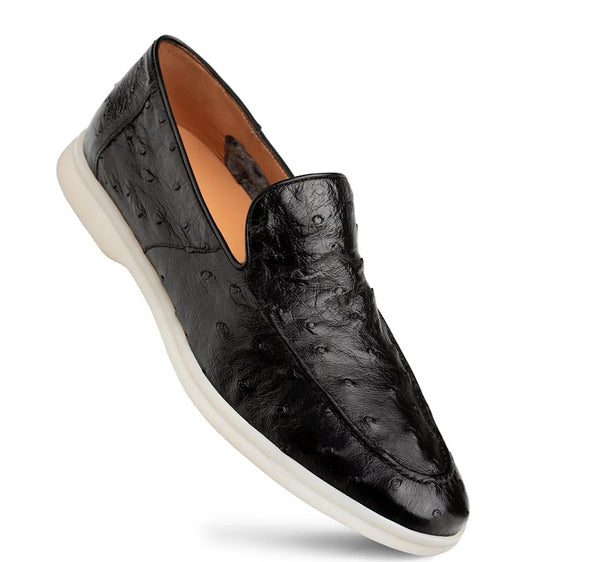 Mezlan Marmi Ostrich Moccasin - Black
