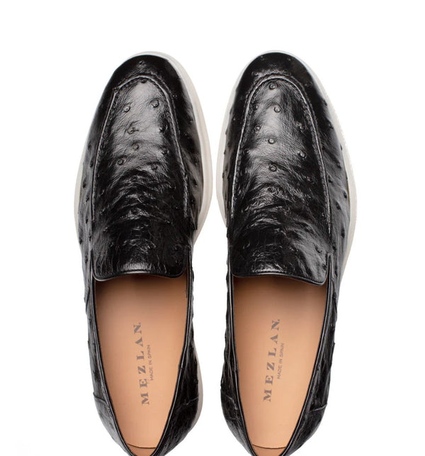 Mezlan Marmi Ostrich Moccasin - Black