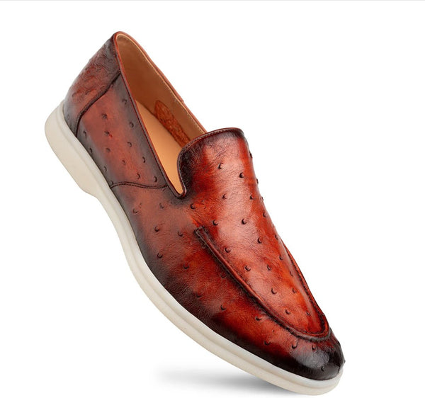 Mezlan Marmi Ostrich Moccasin - Brandy