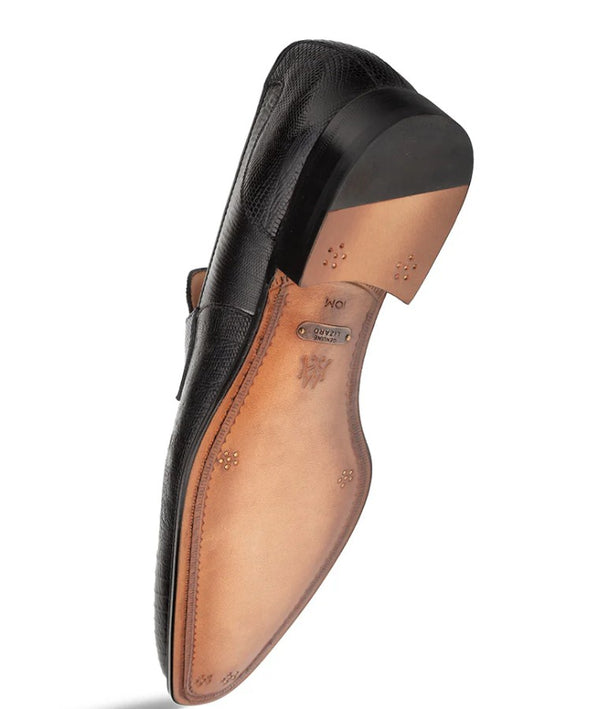 Mezlan Mayor Lizard Loafer - Black