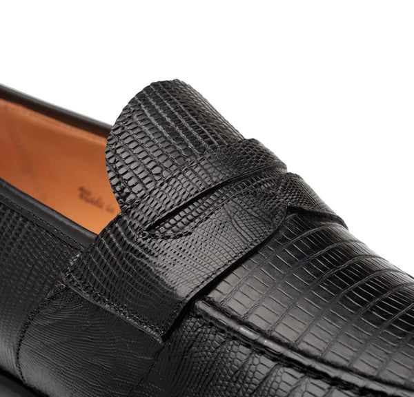 Mezlan Mayor Lizard Loafer - Black