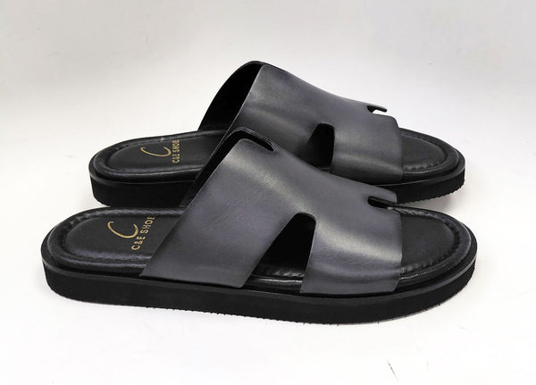 C Collection Calfskin Sandal - Charcoal
