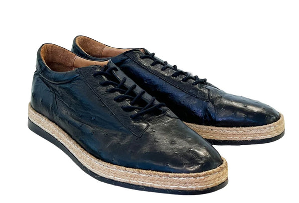 Pelle Monaco Ostrich Espadrille - Black
