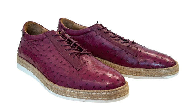 Pelle Monaco Ostrich Espadrille - Burgundy