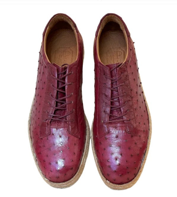 Pelle Monaco Ostrich Espadrille - Burgundy
