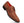 A men's brown leather oxford dress shoe with an embossed geometric monogram pattern, dark brown laces, and a black sole.
