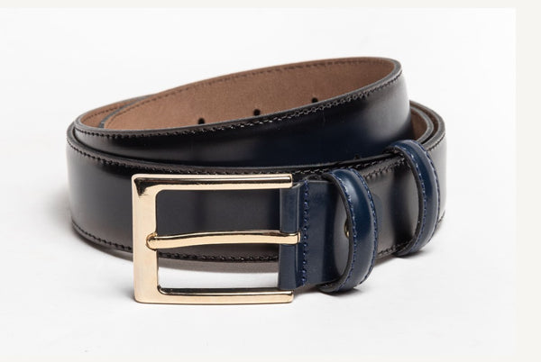 C Collection Leather Belt - Navy