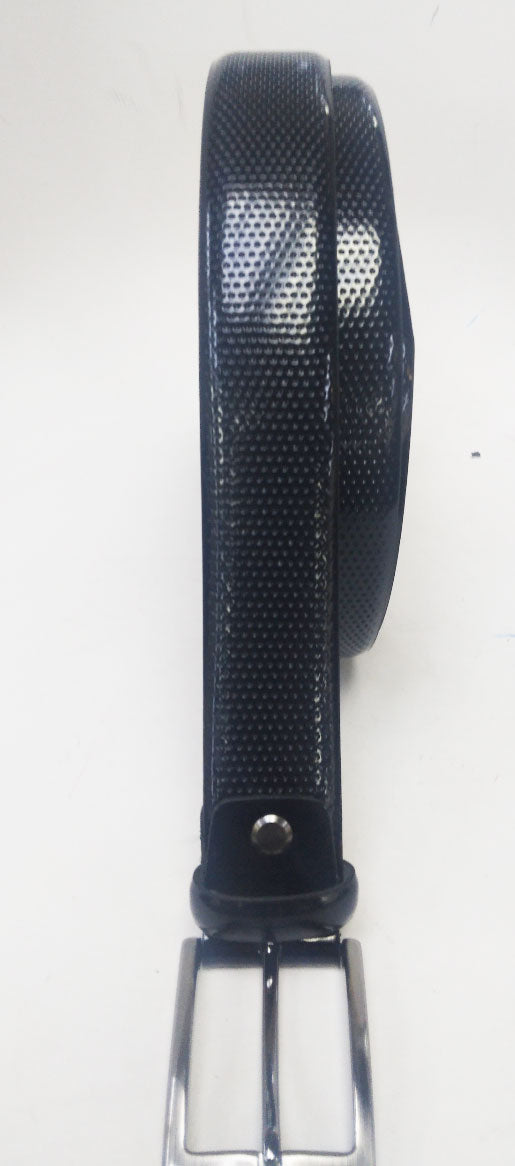 Maurice Perforated Patent Belt - Navy
