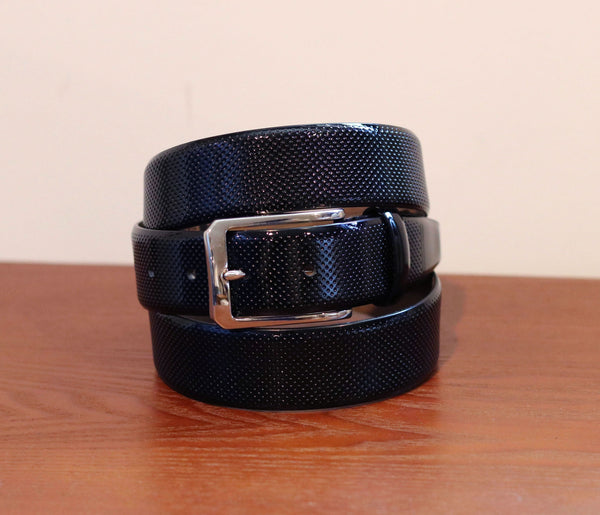 Maurice Perforated Patent Belt - Navy