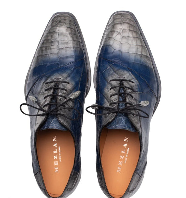Mezlan Pueblo Crocodile Oxford - Grey/Blue