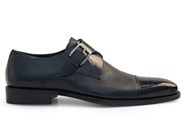 Mezlan Phoenix Calfskin Monkstrap - Black