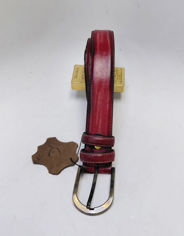 C Collection Leather Belt - Pomegranete