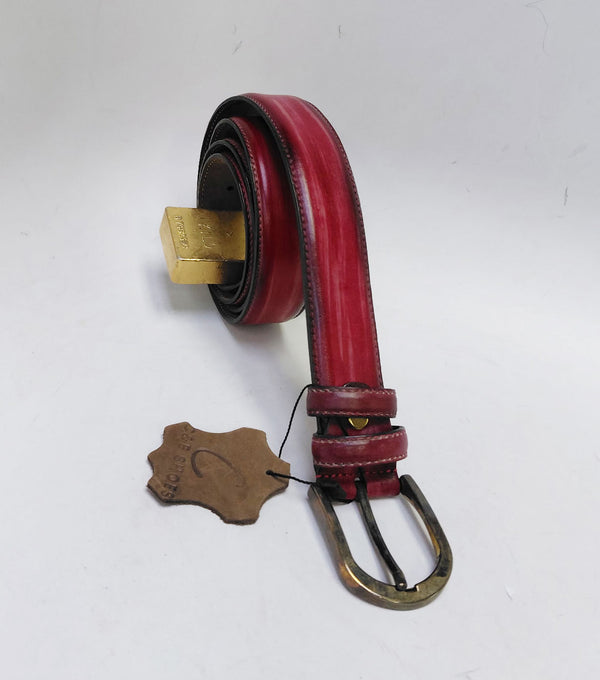 C Collection Leather Belt - Pomegranete