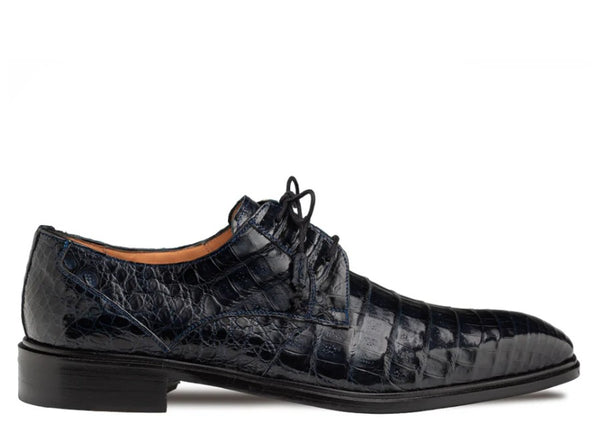 Mezlan "Riverside" Crocodile Lace-Up Shoe Blue
