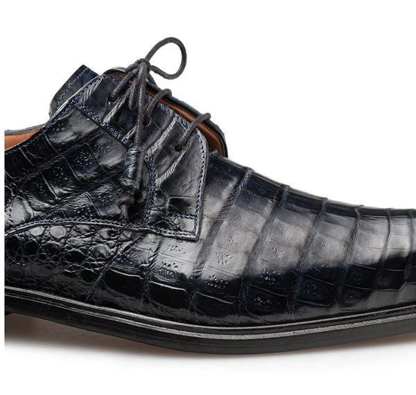 Mezlan "Riverside" Crocodile Lace-Up Shoe Blue