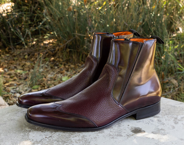 Mezlan Deerskin Boot - Burgundy