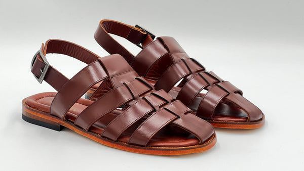 C Collection Leather Sandal - Brown
