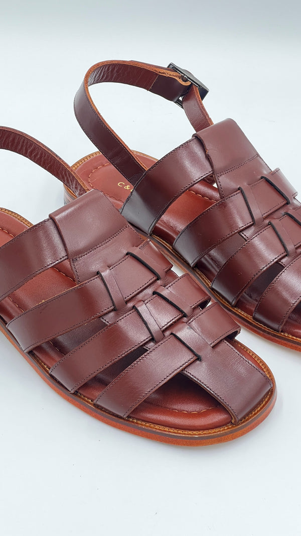 C Collection Leather Sandal - Brown