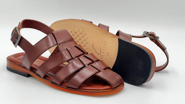 C Collection Leather Sandal - Brown