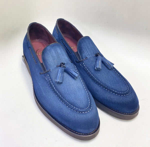 C Collection Suede Tasseled Loafer - Blue