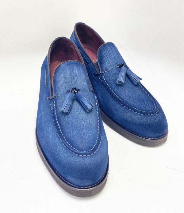 C Collection Suede Tasseled Loafer - Blue