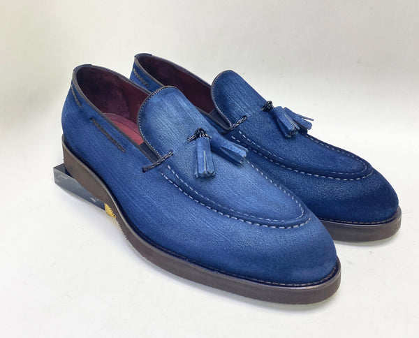 C Collection Suede Tasseled Loafer - Blue