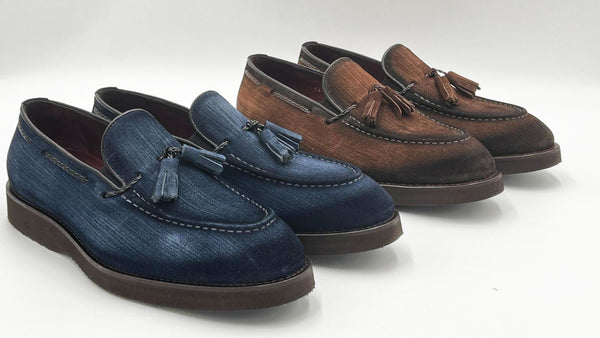 C Collection Suede Tasseled Loafer - Blue