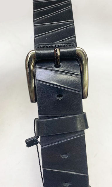 Maurice Scored Leather Belt - Black