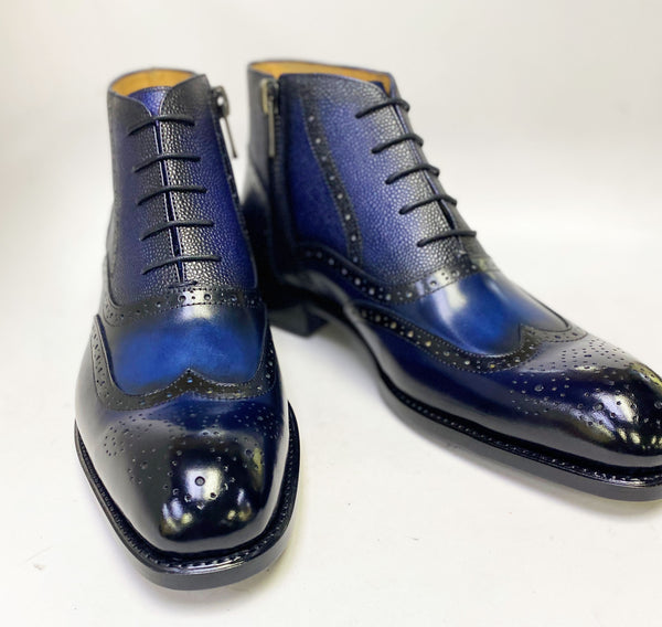 Ugo Vasare Stanford Calfskin Boot - Navy