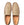 A pair of beige suede slip-on shoes with brown contrast stitching, shown from a top-down view on a white background. The brand name 'MEZLAN' is visible on the insole.