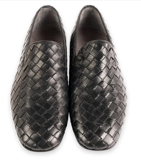 Pelle Veneta Woven Leather Loafer - Black