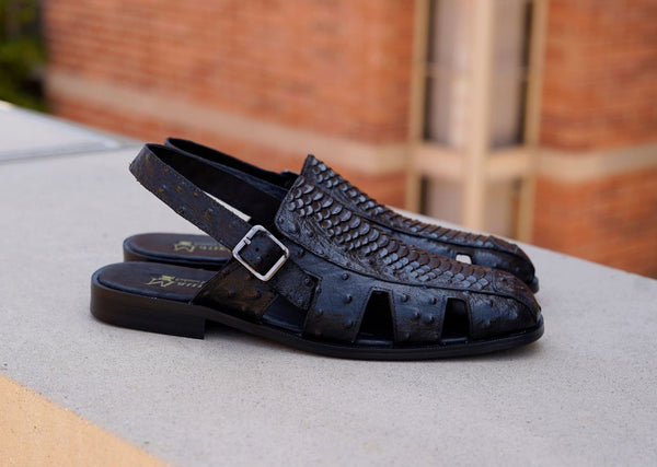 C&E Maurice Embossed Sandal - Black