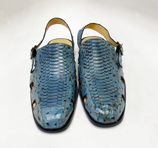 C&E Maurice Embossed Sandal - Blue
