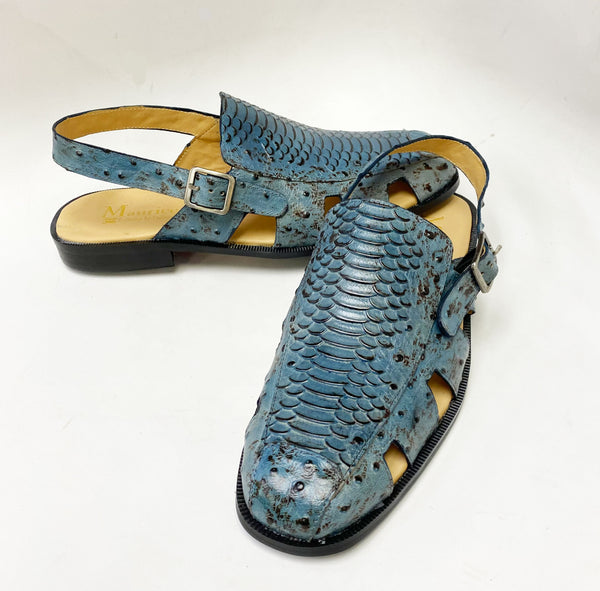 C&E Maurice Embossed Sandal - Blue