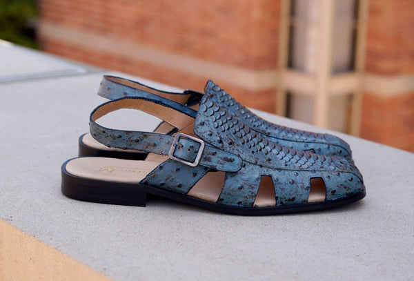 C&E Maurice Embossed Sandal - Blue