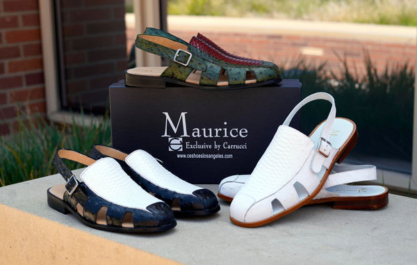 C&E Maurice Embossed Sandal - Black/White