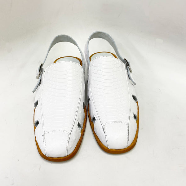 C&E Maurice Embossed Sandal - White