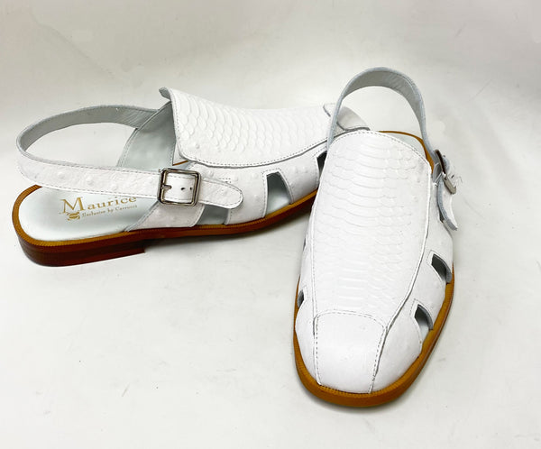 C&E Maurice Embossed Sandal - White