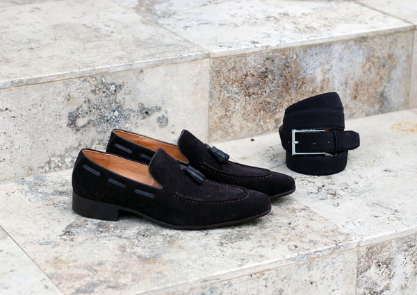 Maurice Suede Tasseled Loafer - Black