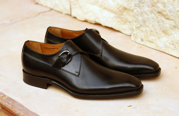 Carrucci Monkstrap Calfskin Shoes - Black