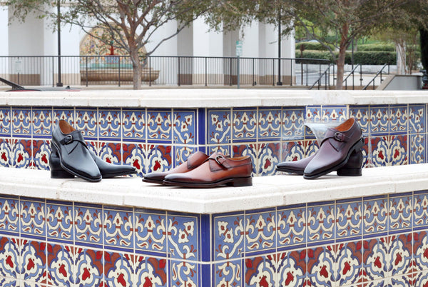 Carrucci Monkstrap Calfskin Shoes - Black