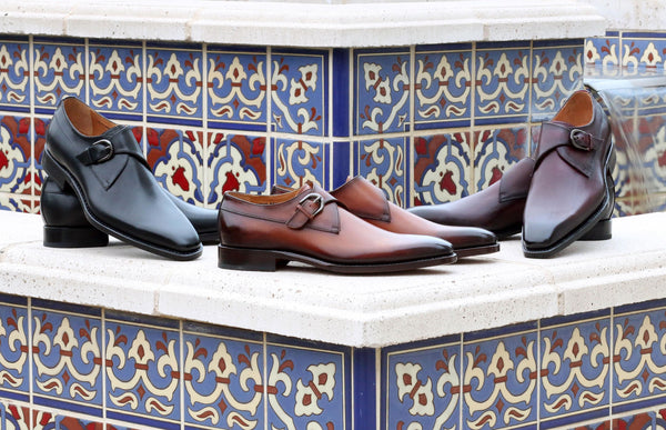 Carrucci Monkstrap Calfskin Shoes - Black
