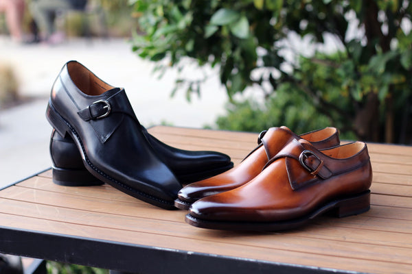 Carrucci Monkstrap Calfskin Shoes - Black