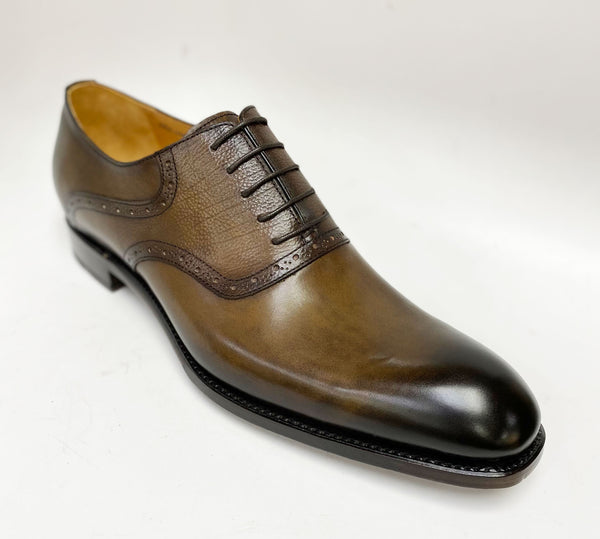 Ugo Vasare "Hudson" Burnished Calfskin Lace-Up Oxford Brown