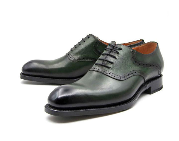 Ugo Vasare "Hudson" Burnished Calfskin Lace-Up Oxford Green